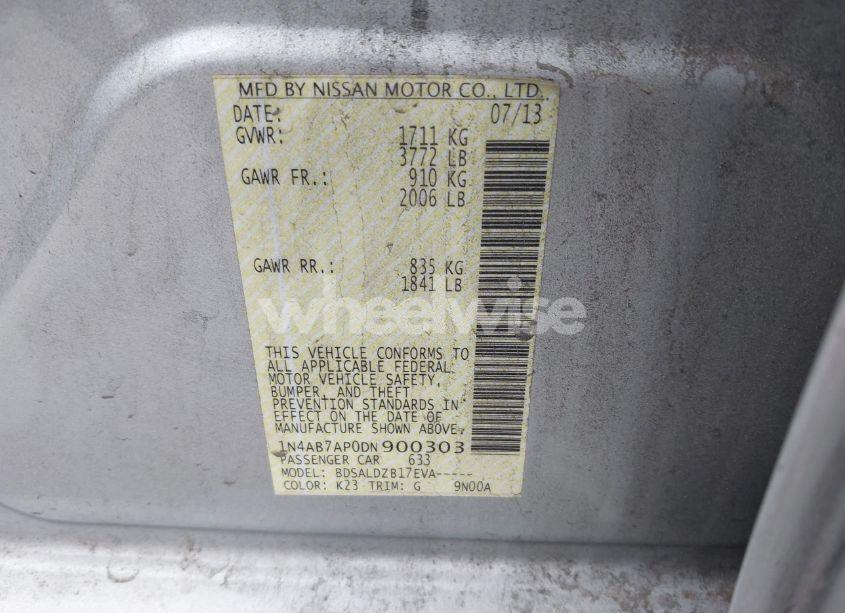 Photo 9 of 2013 Nissan Sentra SV (VIN 1N4AB7AP0DN900303)