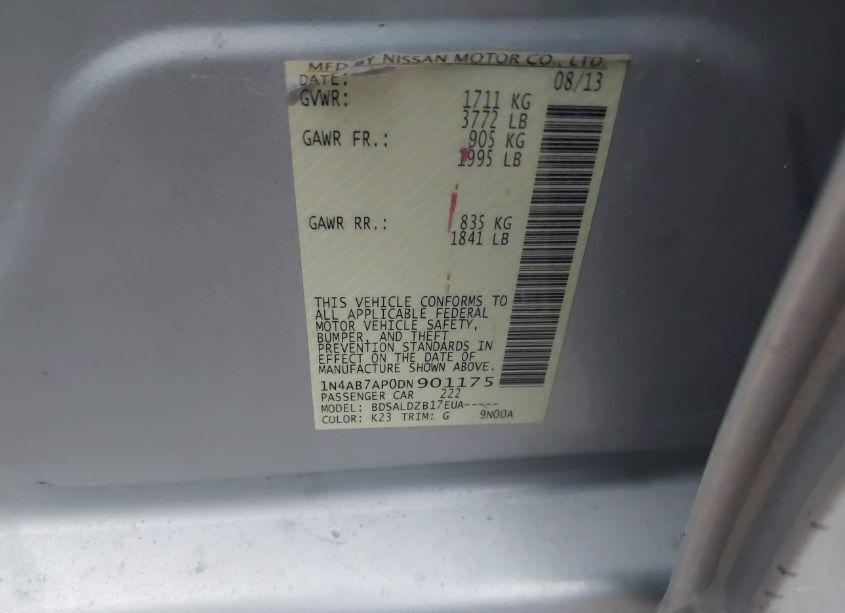 Photo 9 of 2013 Nissan Sentra SV (VIN 1N4AB7AP0DN901175)