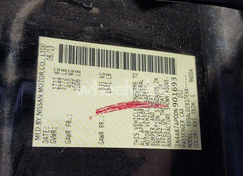 Photo 9 of 2013 Nissan Sentra SV (VIN 1N4AB7AP0DN901693)