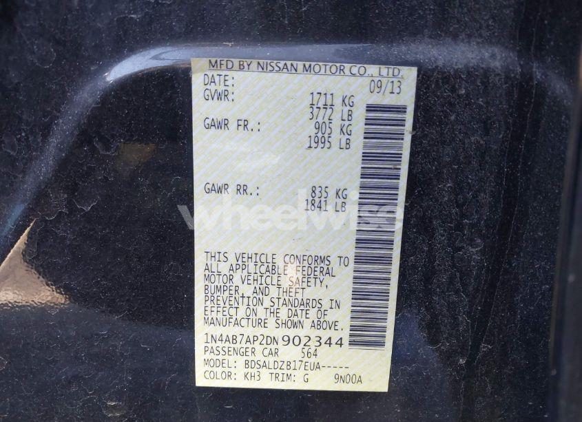 Photo 9 of 2013 Nissan Sentra SV (VIN 1N4AB7AP2DN902344)