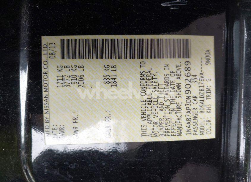 Photo 9 of 2013 Nissan Sentra SV (VIN 1N4AB7AP3DN902689)