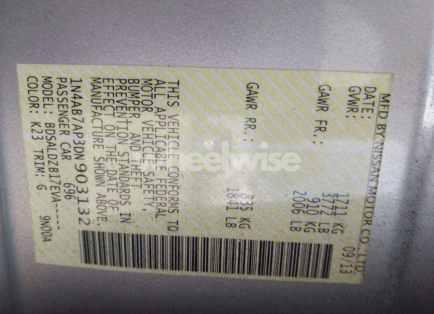 Photo 9 of 2013 Nissan Sentra SV (VIN 1N4AB7AP3DN903132)