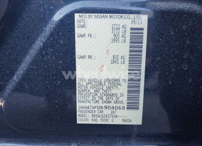 Photo 9 of 2013 Nissan Sentra SV (VIN 1N4AB7AP3DN904068)