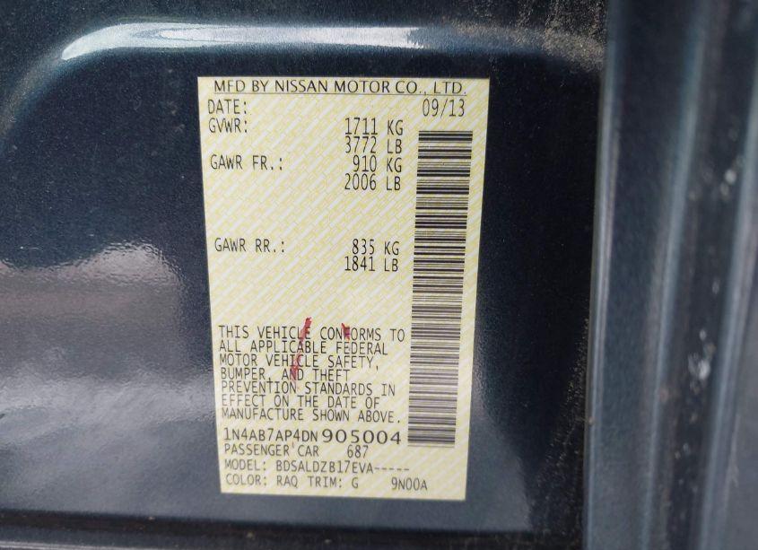 Photo 9 of 2013 Nissan Sentra SV (VIN 1N4AB7AP4DN905004)