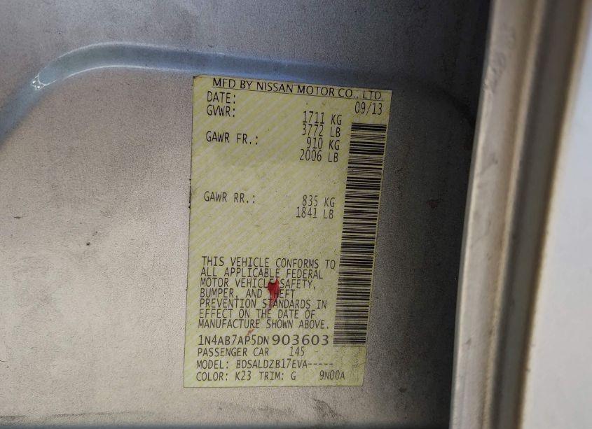 Photo 9 of 2013 Nissan Sentra SV (VIN 1N4AB7AP5DN903603)