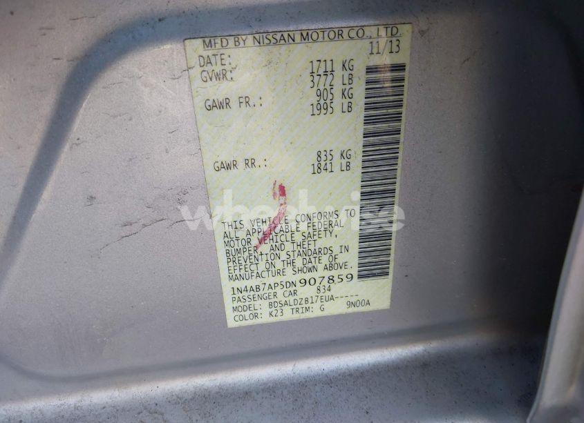 Photo 9 of 2013 Nissan Sentra SV (VIN 1N4AB7AP5DN907859)