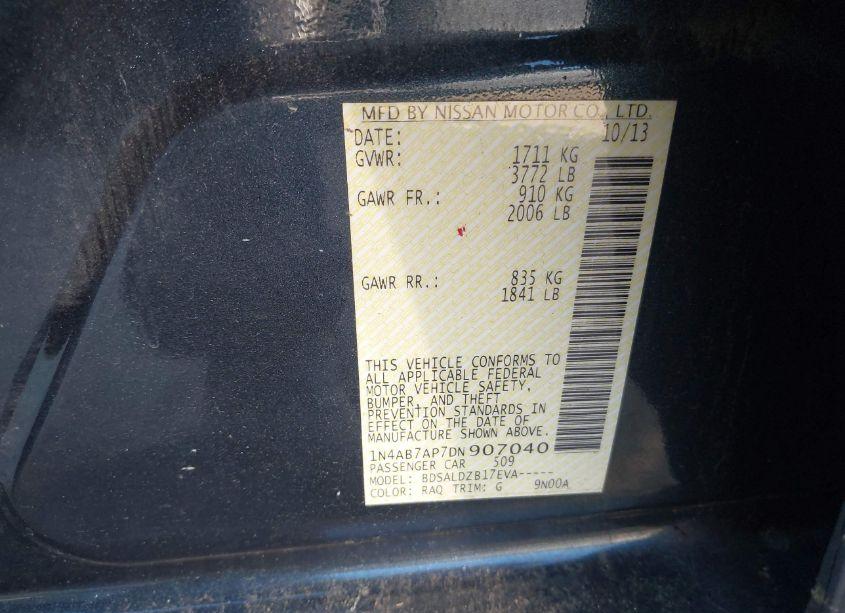 Photo 9 of 2013 Nissan Sentra SV (VIN 1N4AB7AP7DN907040)