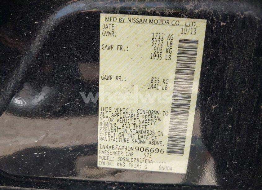 Photo 9 of 2013 Nissan Sentra SV (VIN 1N4AB7AP9DN906696)