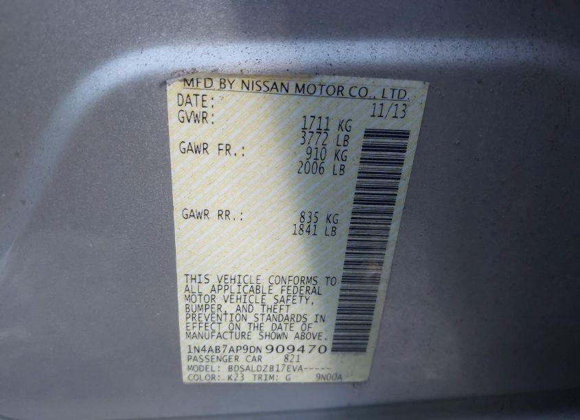 Photo 9 of 2013 Nissan Sentra SV (VIN 1N4AB7AP9DN909470)