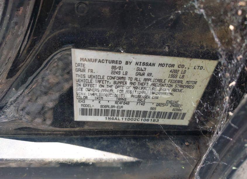 Photo 9 of 2002 Nissan Altima 2.5 S (VIN 1N4AL11D02C106183)