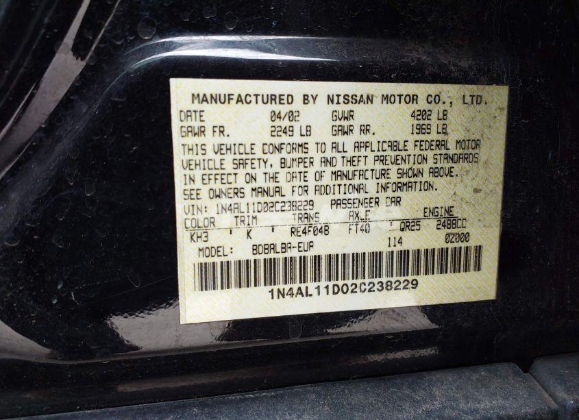 Photo 9 of 2002 Nissan Altima 2.5 S (VIN 1N4AL11D02C238229)