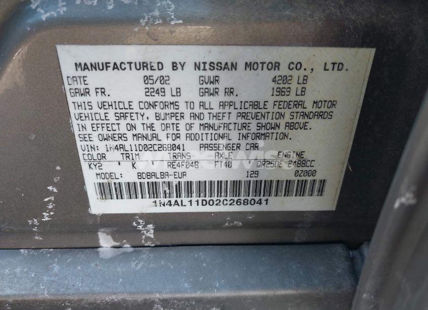 Photo 9 of 2002 Nissan Altima 2.5 S (VIN 1N4AL11D02C268041)
