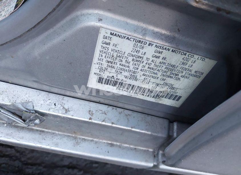 Photo 9 of 2006 Nissan Altima 2.5 S (VIN 1N4AL11D06N385807)