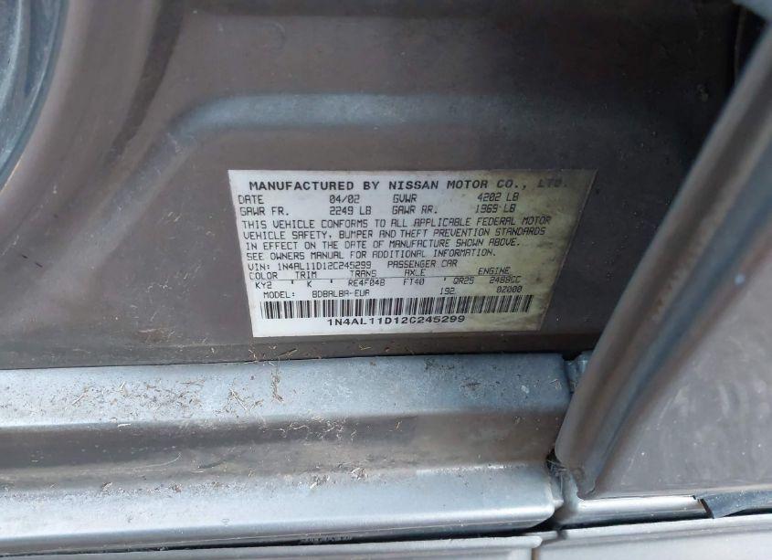 Photo 9 of 2002 Nissan Altima 2.5 S (VIN 1N4AL11D12C245299)