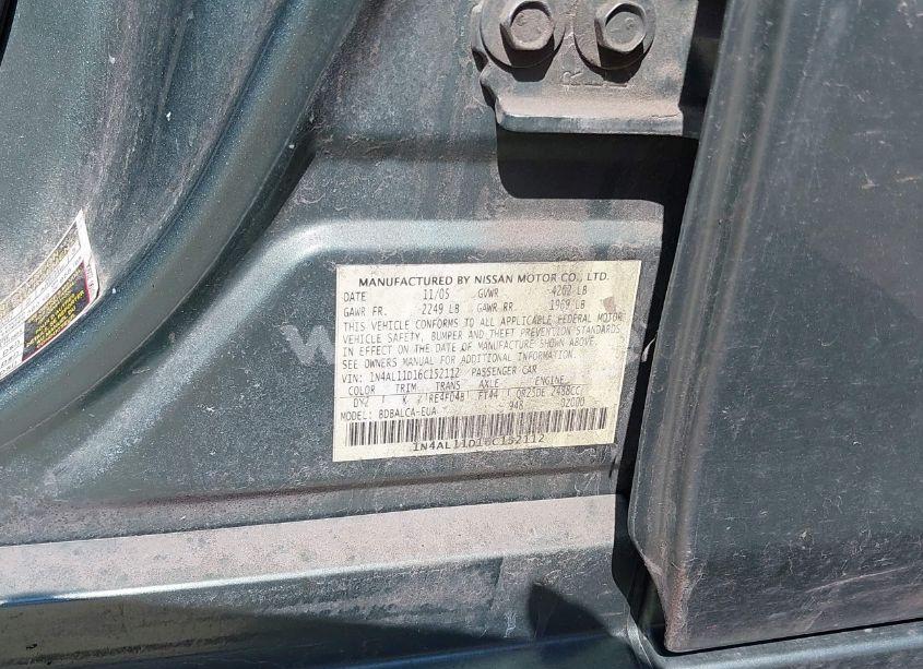 Photo 9 of 2006 Nissan Altima 2.5 S (VIN 1N4AL11D16C152112)