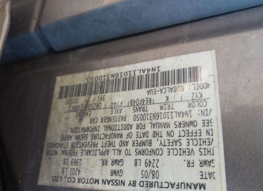 Photo 9 of 2006 Nissan Altima 2.5 S (VIN 1N4AL11D16N310050)