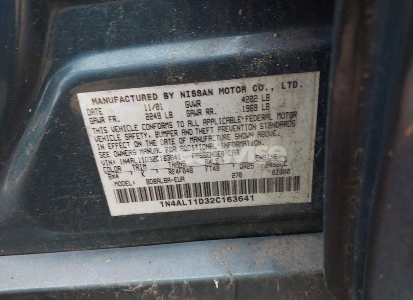 Photo 9 of 2002 Nissan Altima 2.5 S (VIN 1N4AL11D32C163641)