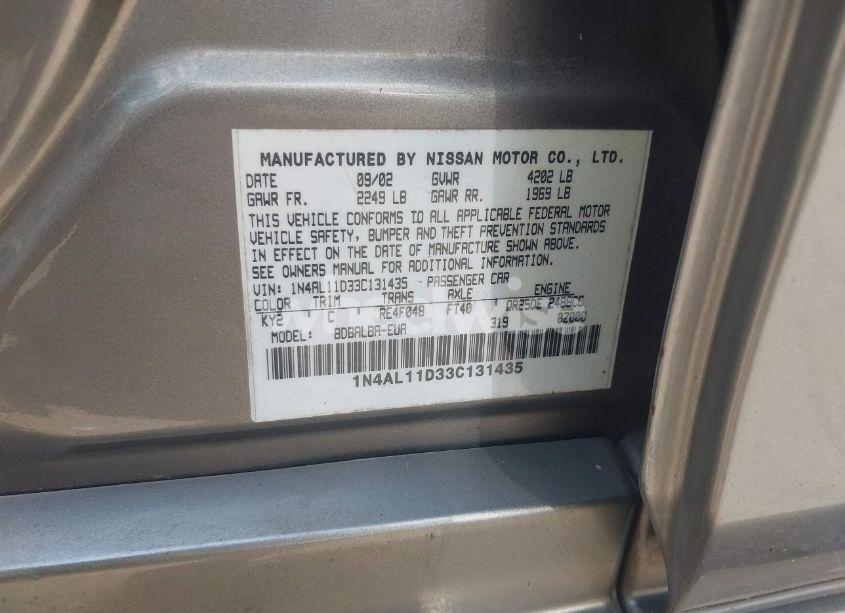 Photo 9 of 2003 Nissan Altima 2.5 S (VIN 1N4AL11D33C131435)