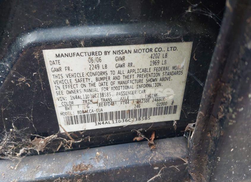 Photo 9 of 2006 Nissan Altima 2.5 S (VIN 1N4AL11D36C238585)