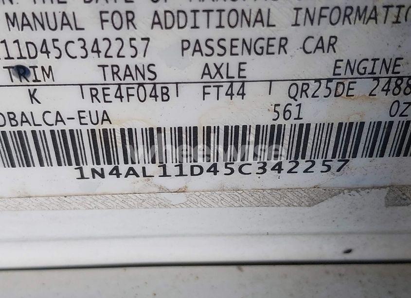 Photo 9 of 2005 Nissan Altima 2.5 S (VIN 1N4AL11D45C342257)