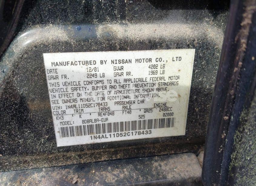 Photo 9 of 2002 Nissan Altima 2.5 S (VIN 1N4AL11D52C178433)