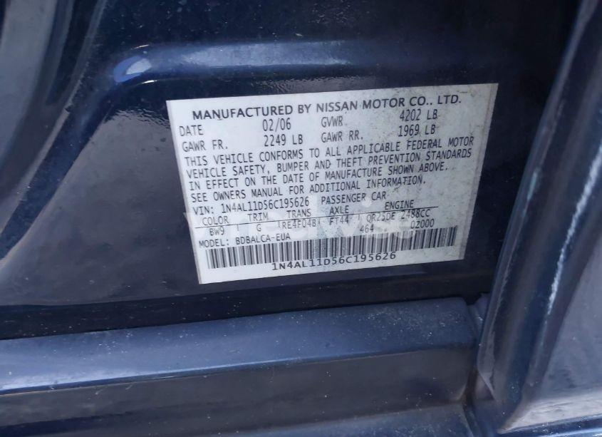 Photo 8 of 2006 Nissan Altima 2.5 S (VIN 1N4AL11D56C195626)