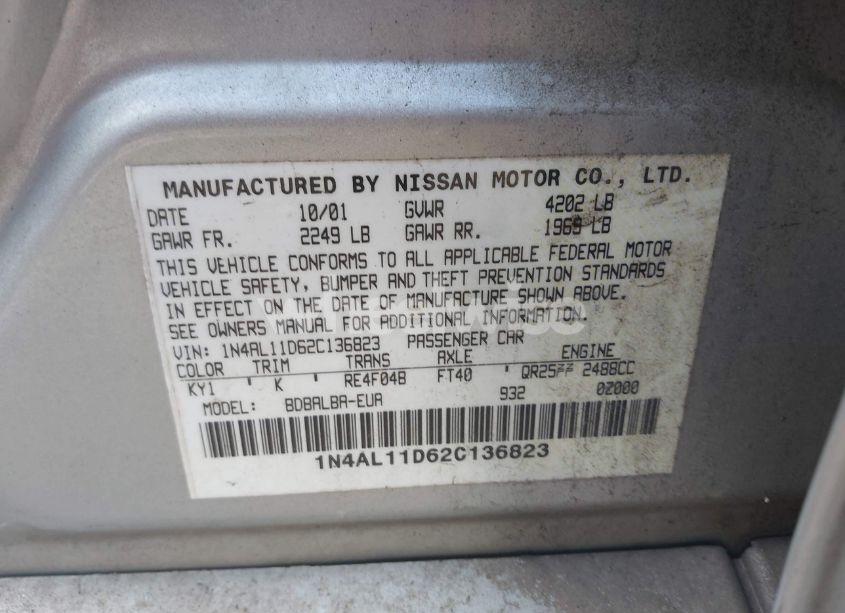 Photo 9 of 2002 Nissan Altima 2.5 S (VIN 1N4AL11D62C136823)