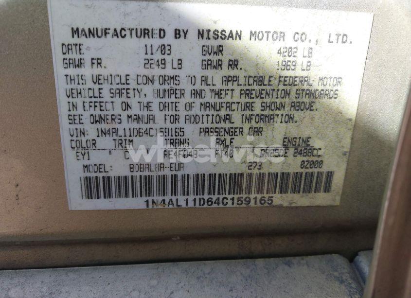 Photo 9 of 2004 Nissan Altima 2.5 S (VIN 1N4AL11D64C159165)