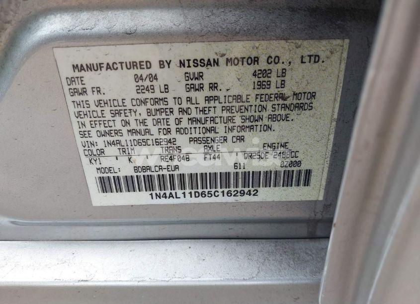 Photo 9 of 2005 Nissan Altima 2.5 S (VIN 1N4AL11D65C162942)