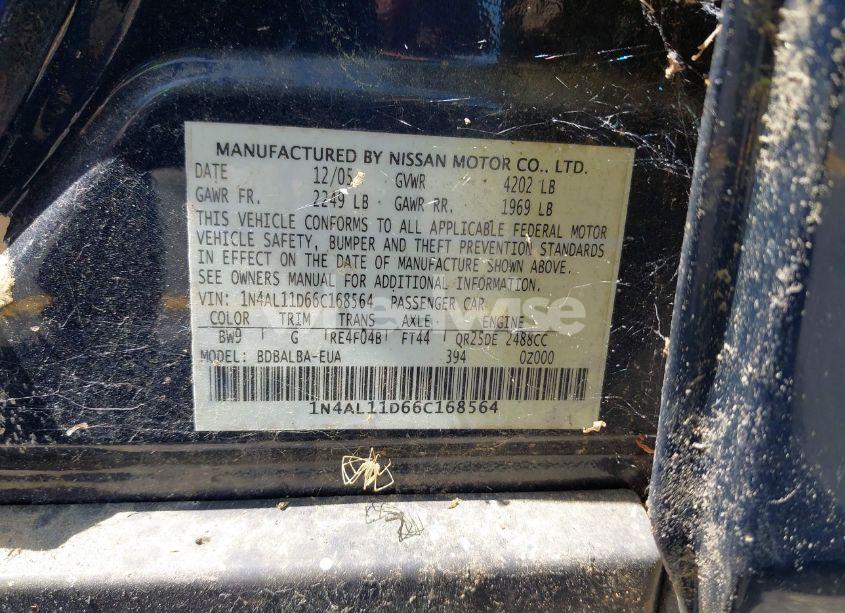 Photo 9 of 2006 Nissan Altima 2.5 S (VIN 1N4AL11D66C168564)