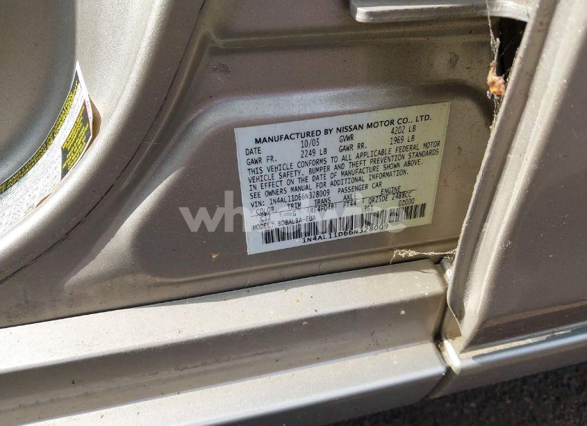 Photo 9 of 2006 Nissan Altima 2.5 S (VIN 1N4AL11D66N328009)