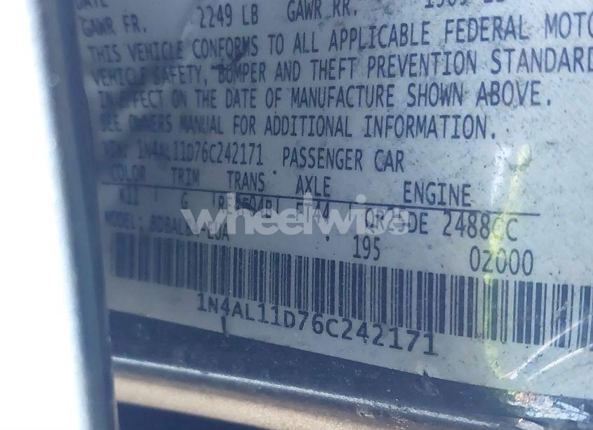 Photo 9 of 2006 Nissan Altima 2.5 S (VIN 1N4AL11D76C242171)