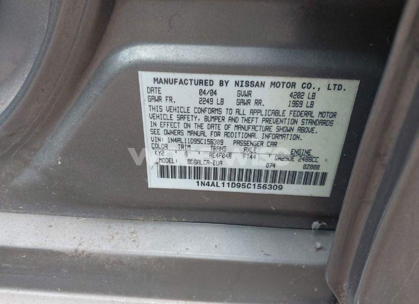 Photo 9 of 2005 Nissan Altima 2.5 S (VIN 1N4AL11D95C156309)