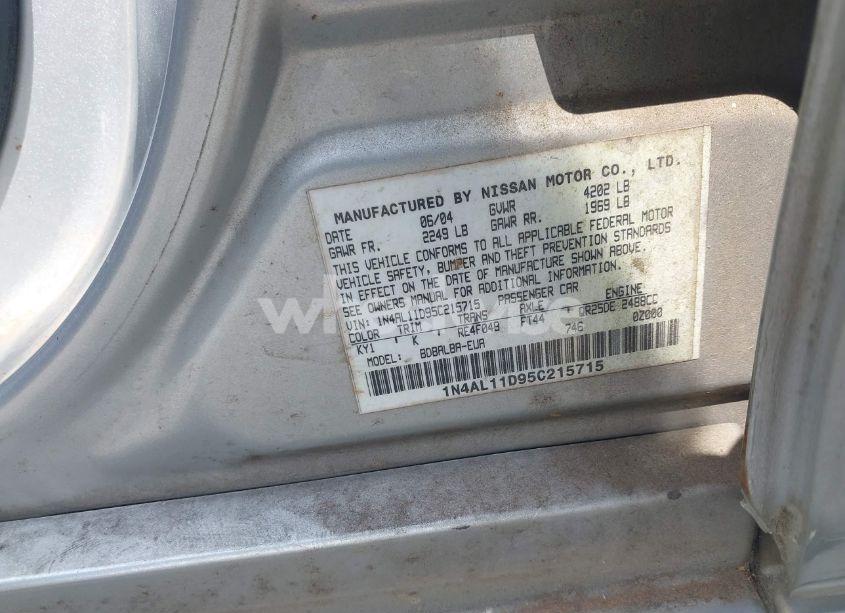 Photo 9 of 2005 Nissan Altima 2.5 S (VIN 1N4AL11D95C215715)