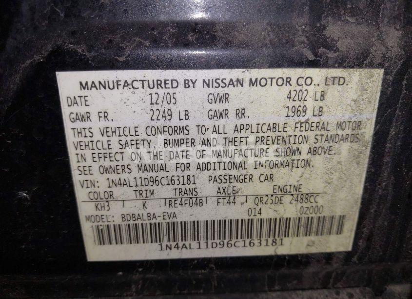 Photo 9 of 2006 Nissan Altima 2.5 S (VIN 1N4AL11D96C163181)