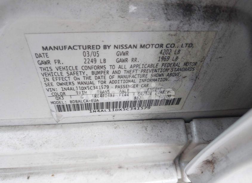 Photo 9 of 2005 Nissan Altima 2.5 S (VIN 1N4AL11DX5C341579)