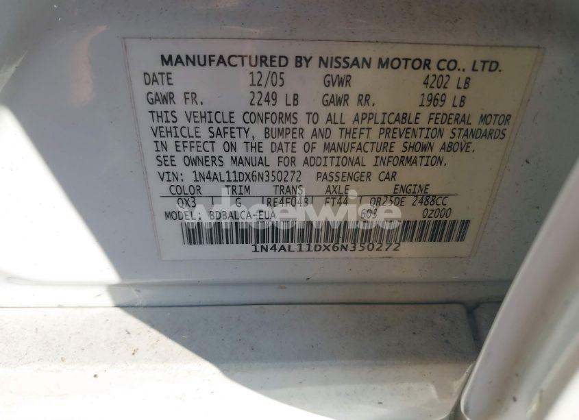 Photo 9 of 2006 Nissan Altima 2.5 S (VIN 1N4AL11DX6N350272)