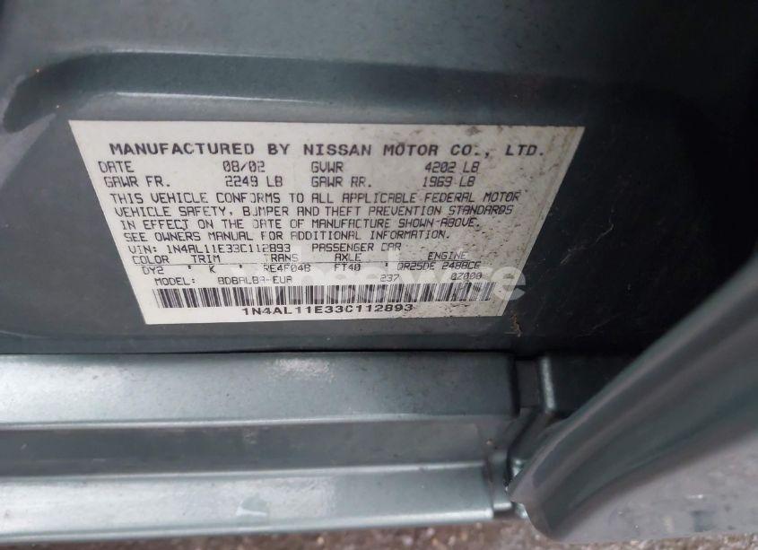 Photo 9 of 2003 Nissan Altima 2.5 S (VIN 1N4AL11E33C112893)