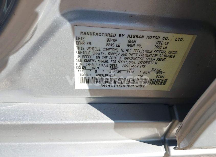 Photo 9 of 2002 Nissan Altima 2.5 S (VIN 1N4AL11E82C215662)