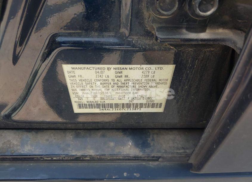 Photo 9 of 2007 Nissan Altima 2.5 S (VIN 1N4AL21E07C213871)