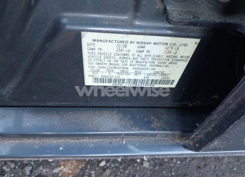 Photo 9 of 2008 Nissan Altima 2.5 S (VIN 1N4AL21E08N474066)