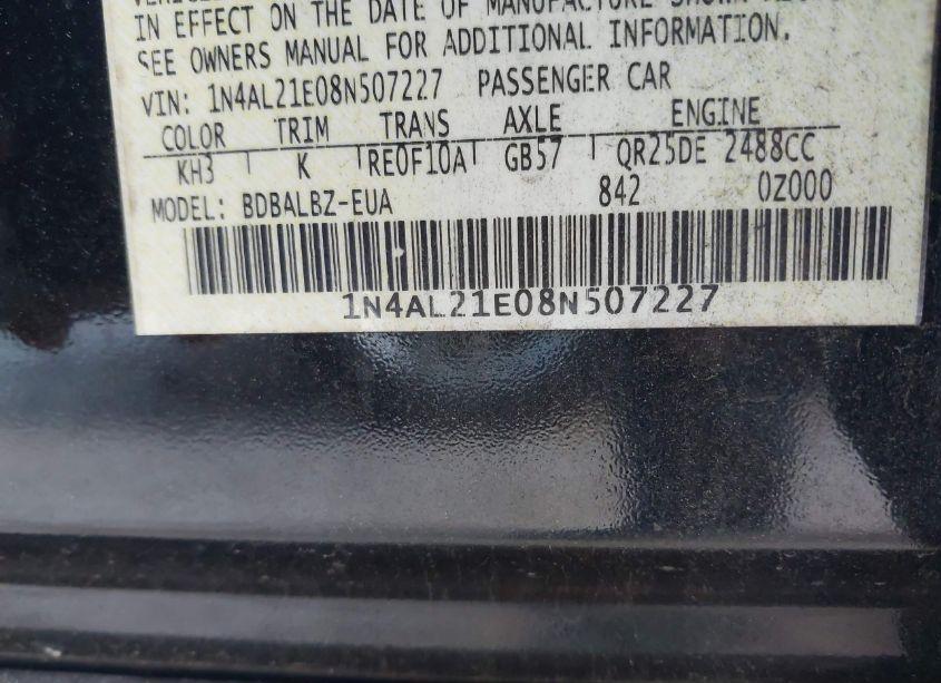 Photo 9 of 2008 Nissan Altima 2.5 S (VIN 1N4AL21E08N507227)