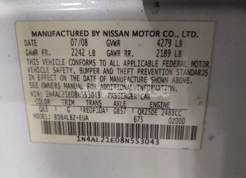 Photo 9 of 2008 Nissan Altima 2.5 S (VIN 1N4AL21E08N553043)