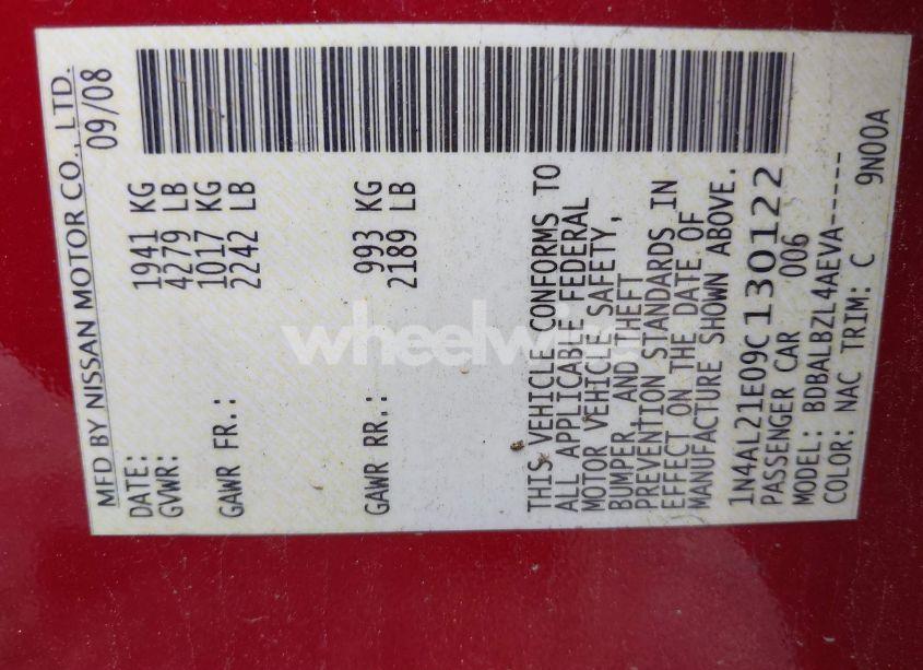 Photo 9 of 2009 Nissan Altima 2.5 S (VIN 1N4AL21E09C130122)