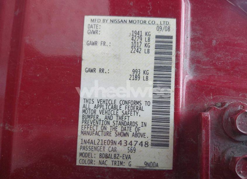 Photo 9 of 2009 Nissan Altima 2.5 S (VIN 1N4AL21E09N434748)