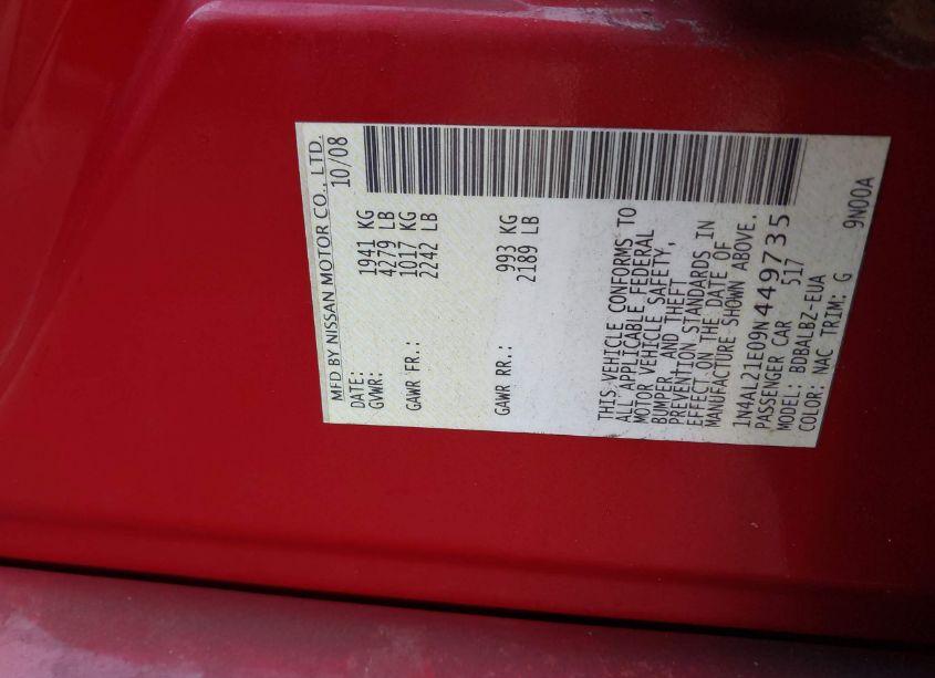 Photo 9 of 2009 Nissan Altima 2.5 S (VIN 1N4AL21E09N449735)