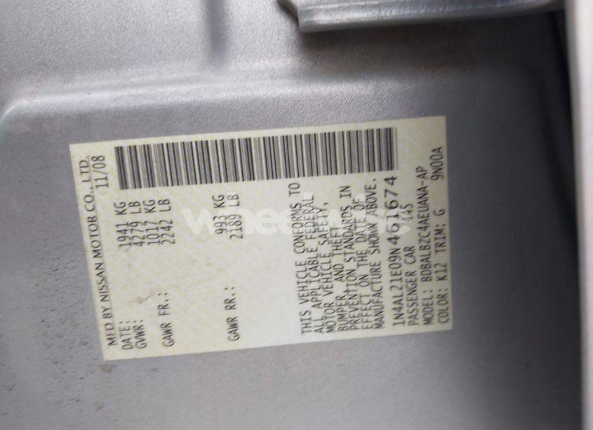 Photo 9 of 2009 Nissan Altima 2.5 S (VIN 1N4AL21E09N461674)