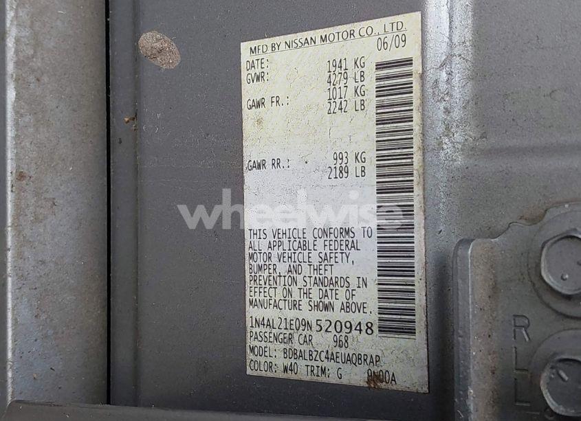 Photo 9 of 2009 Nissan Altima 2.5 S (VIN 1N4AL21E09N520948)