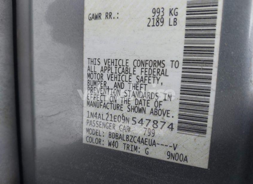 Photo 9 of 2009 Nissan Altima 2.5 S (VIN 1N4AL21E09N547874)