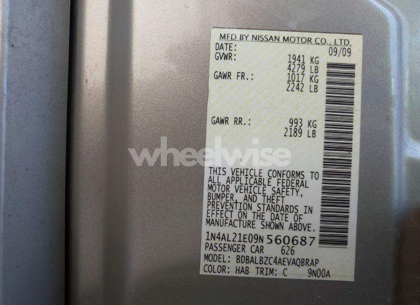 Photo 9 of 2009 Nissan Altima 2.5 S (VIN 1N4AL21E09N560687)